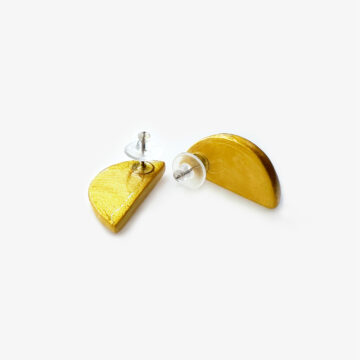 Stud earrings with orange half-moon majolica - Image 2